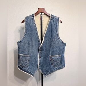 Vintage ‘80s Levi’s 60605 Made in USA Western Sherpa-Lined Denim Vest - Men’s XL